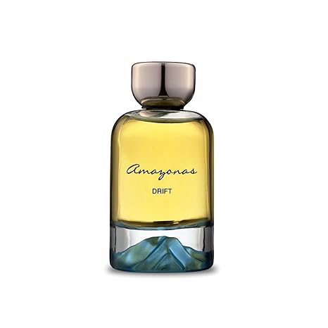 Perfume bottle labeled 'Amazonas Drift' on a white background