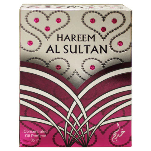 Box of Hareem Al Sultan perfume with decorative design and text.