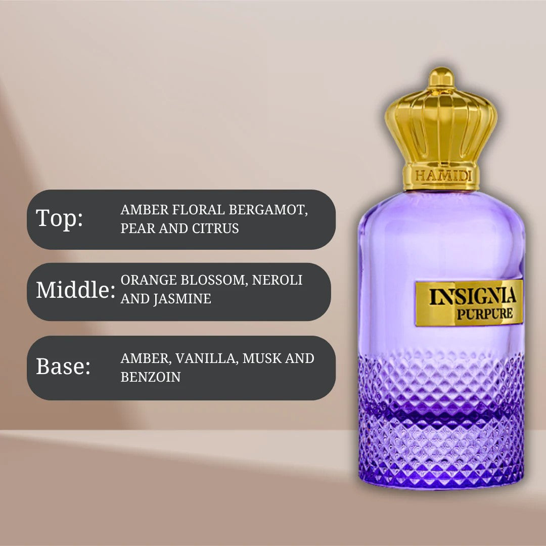 INSIGNIA PURPURE EDP Spray 105ML (3.5 OZ) By Hamidi | A Long Lasting Aura Of Refined Elegance.