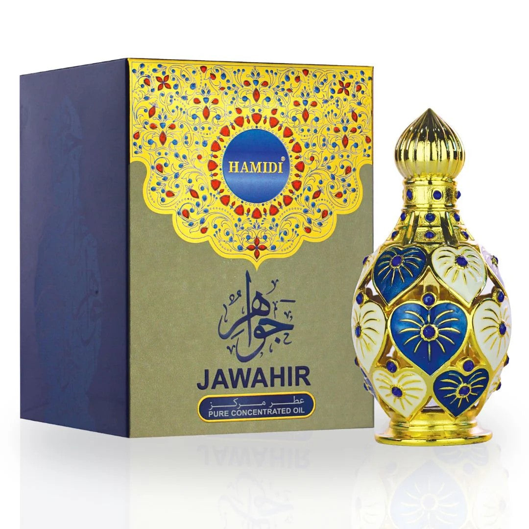 JAWAHIR Perfume Oil 12ML (0.4 OZ) By Hamidi | Long Lasting Fruity, Floral, Spicy & Immensely Enchanting Fragrance.
