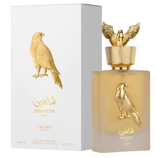 Lattafa Pride Shaheen Gold (Unisex Fragrance) Eau de Parfum Spray, 3.4 Ounce / 100 Ml