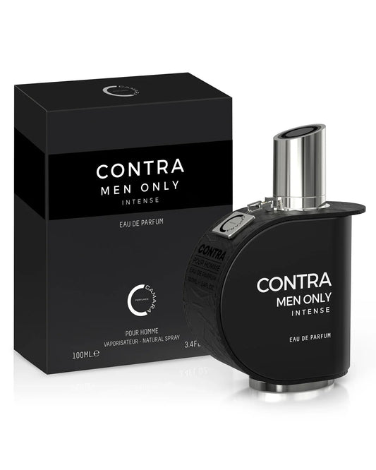 Contra Men Only Intense perfume bottle and packaging on a white background
