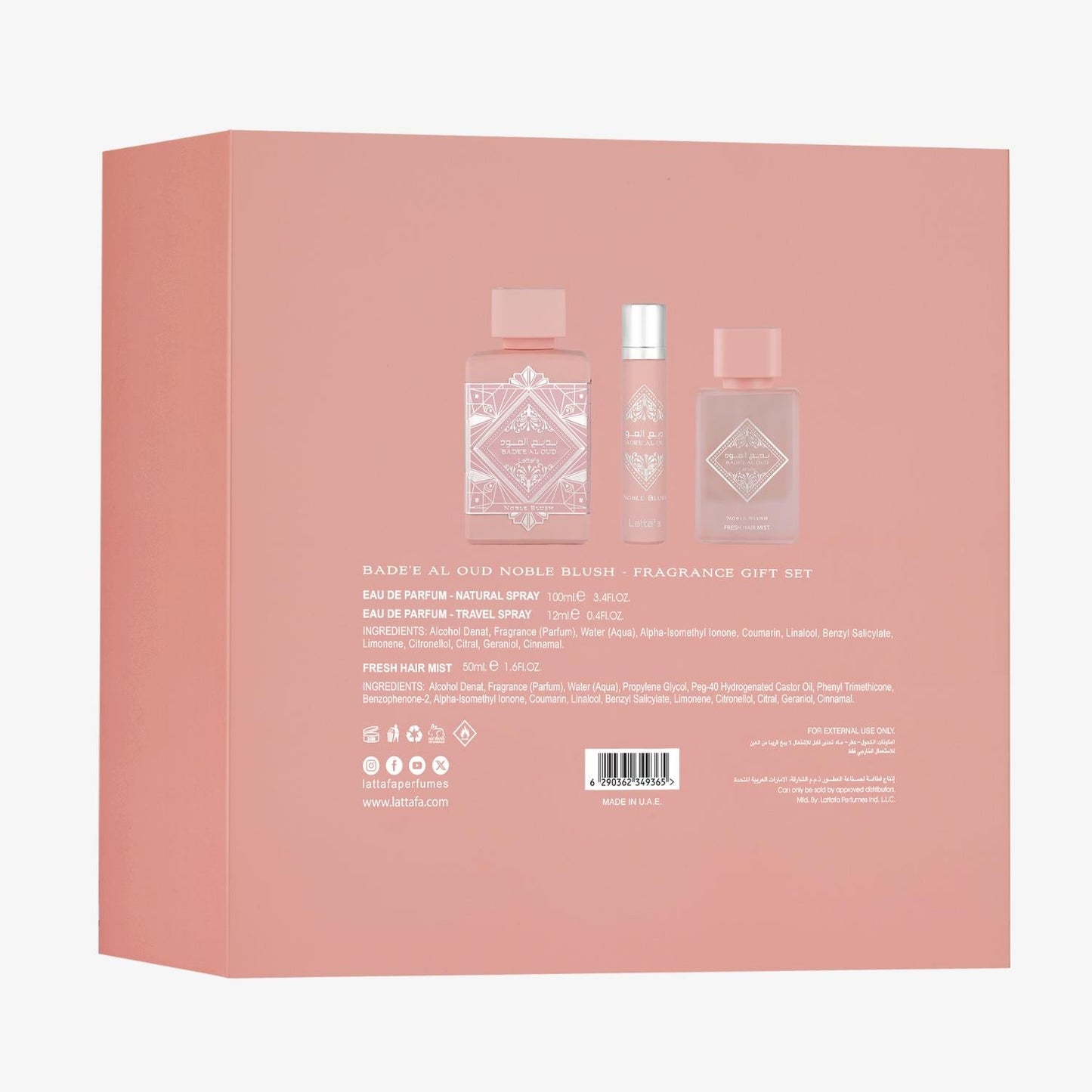 Badee Al Oud Noble Blush Set de Regalo de 3 piezas
